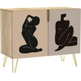 thumbnail image 3 of PixonSign Sideboard Buffet Cabinet, Kitchen Storage Cabinet with 2 Doors, Matisse Nude Dancer Exhibition Poster Vintage, Cupboard Console Table for Dining Room - 35" L x 18" W x 29" H, 3 of 5