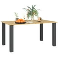 thumbnail image 1 of CoSoTower 59" Outdoor Patio Table with Umbrella Hole, Outdoor Dining Table with Slatted Tabletop for Backyard Garden, Brown, 1 of 7