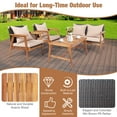 thumbnail image 3 of Patiojoy 4PCS Patio Rattan Furniture Set Wood Frame Cushioned Sofa with Coffee Table Sectional Conversation Sofa Set for Garden Brown, 3 of 8