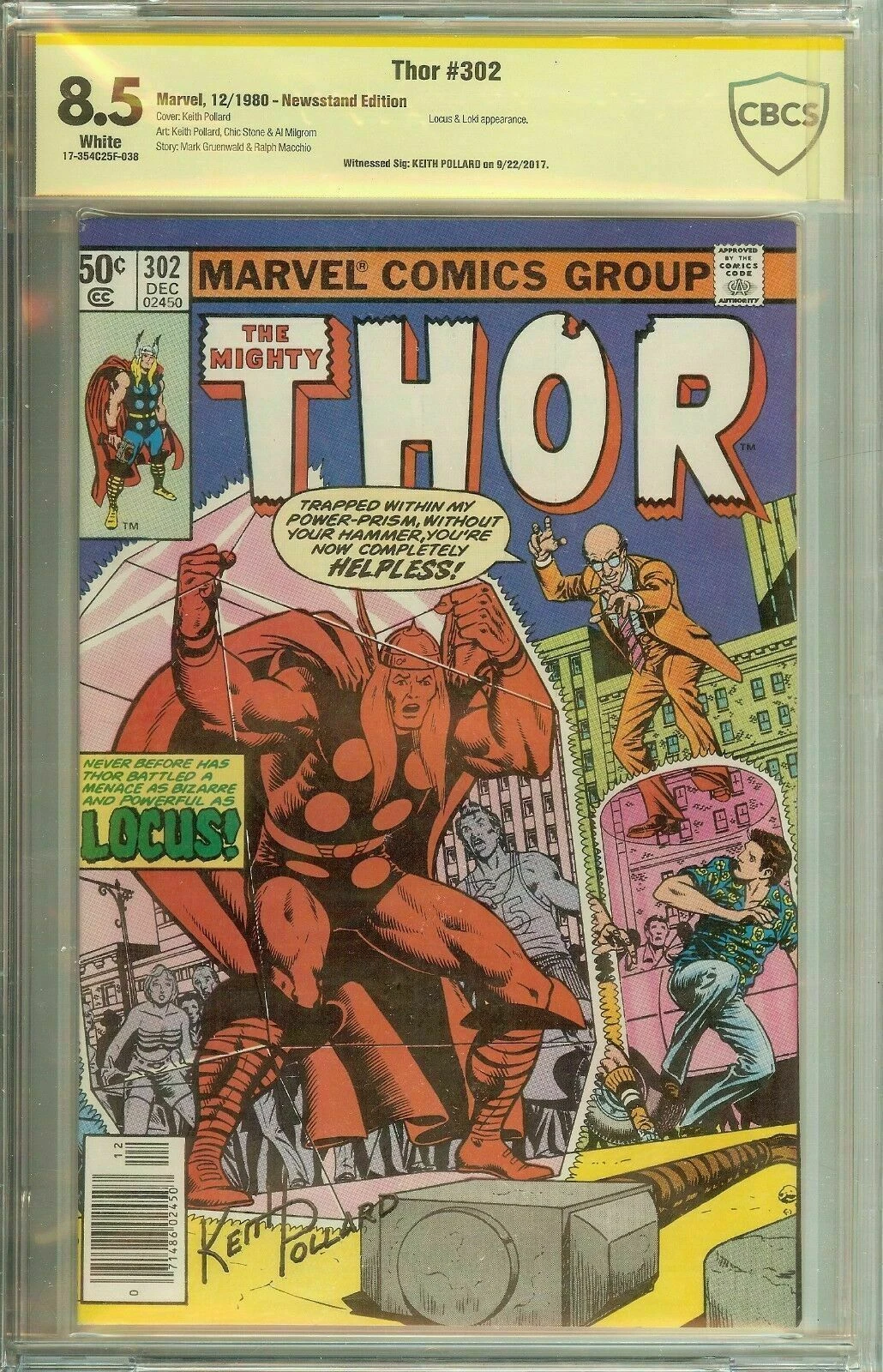 The Mighty Thor #302 Signed Artist Keith Pollard CBCS 8.5