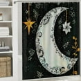 thumbnail image 6 of Shiartex  Tribal Shower Curtain, Paisley Floral Moon Crescent Gem Astrology Inspired Design Print, Cloth Fabric Bathroom Decor Set with Hooks,Black and White, 6 of 7