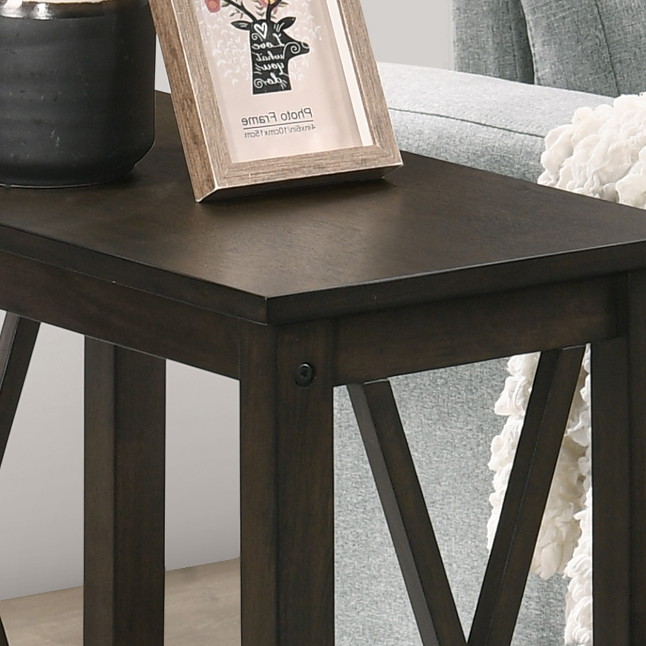 Furniture of America Bray 1-Shelf Side Table, Dark Gray