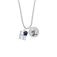 thumbnail image 2 of Delight Jewelry Silvertone Love with Navy Blue Paw Silvertone Script Initial Disc - Z - Charm Necklace, 20"+3", 2 of 4
