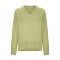 thumbnail image 3 of Lovskoo 2024 Sweaters for Women Winter Trendy Long Sleeve V-Neck Solid Color Sweater Pullover Tops Yellow, 3 of 5