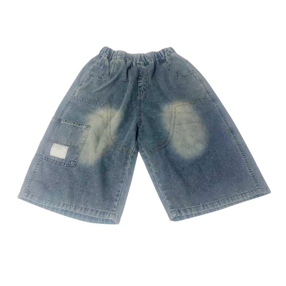KAUOD Boys Knee Length Baggy Jean Shorts for Kids Trendy Jorts with Pockets 2025 Hip Hop Streetwear Denim Boys Active
