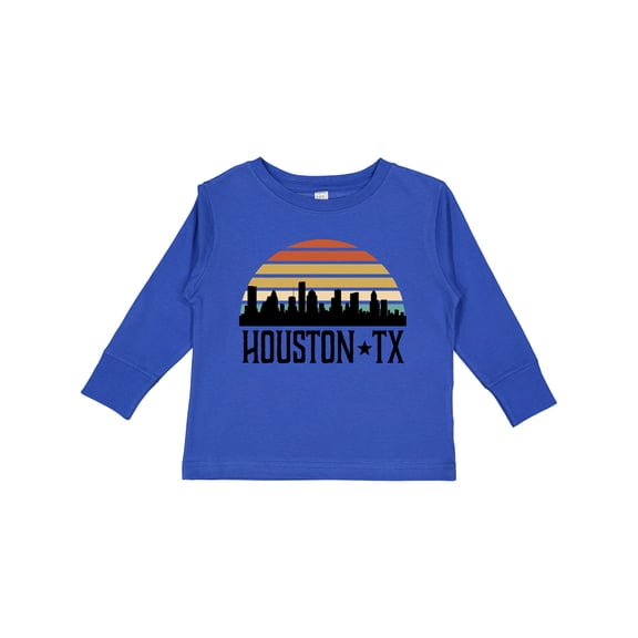 Inktastic Houston Texas Skyline Retro Boys or Girls Long Sleeve Toddler T-Shirt