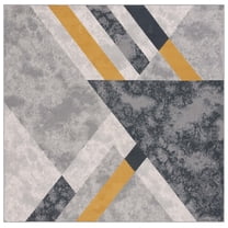 SAFAVIEH Odyssey Eamon Modern Area Rug, Grey/Gold Black, 6'7" x 6'7" Square