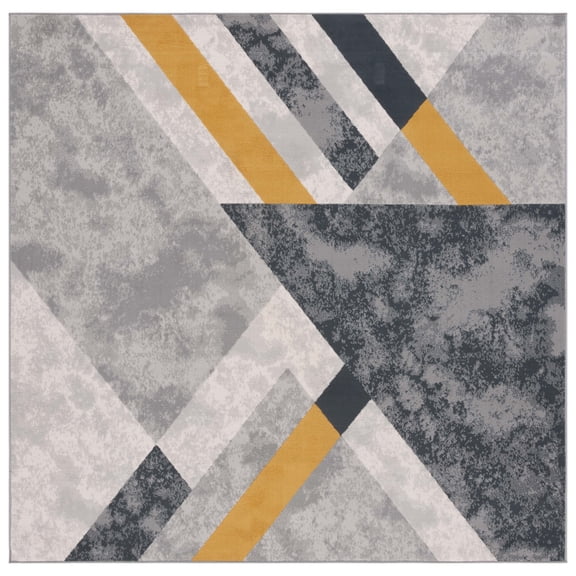 SAFAVIEH Odyssey Eamon Modern Area Rug, Grey/Gold Black, 6'7" x 6'7" Square