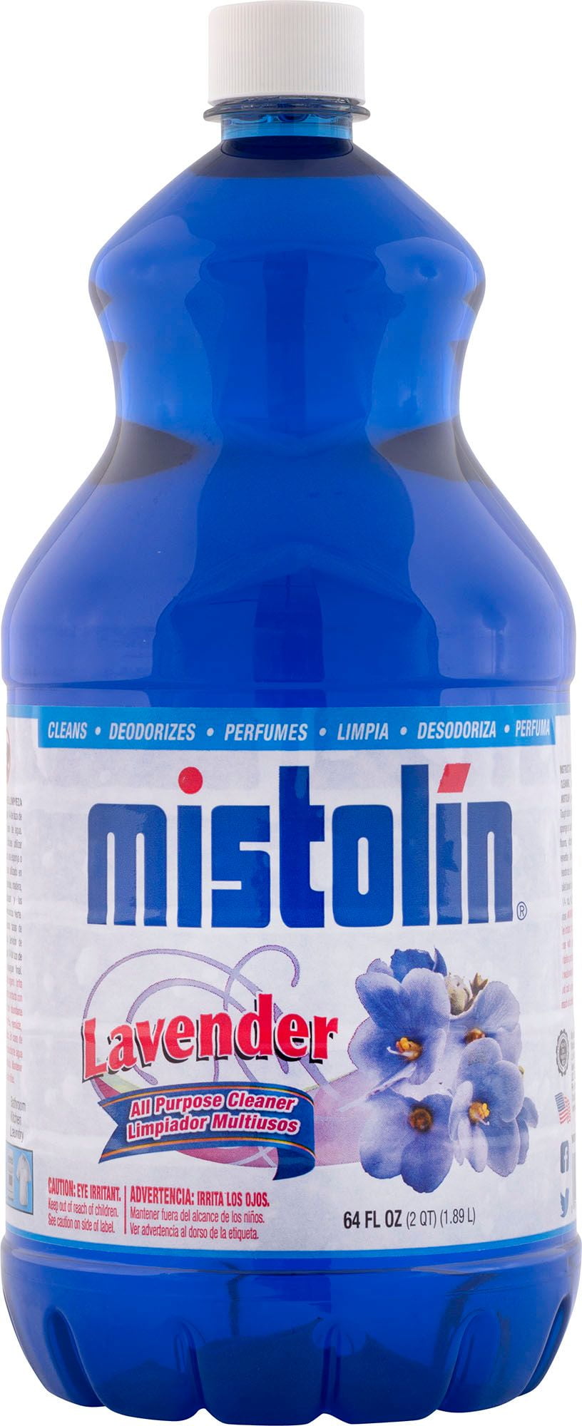 (8 pack) Mistolin Disinfectant, all-purpose cleaner, 64 oz bottle, lavender scent, best cleaner for bathrooms, floors and kitchens.