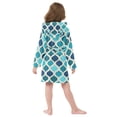thumbnail image 4 of FORMRS Niños Bathrobe Unisex Hooded Robe Soft Plush Pajamas Sleepwear, Size 7-9T, Blue Geometric Pattern, 4 of 7