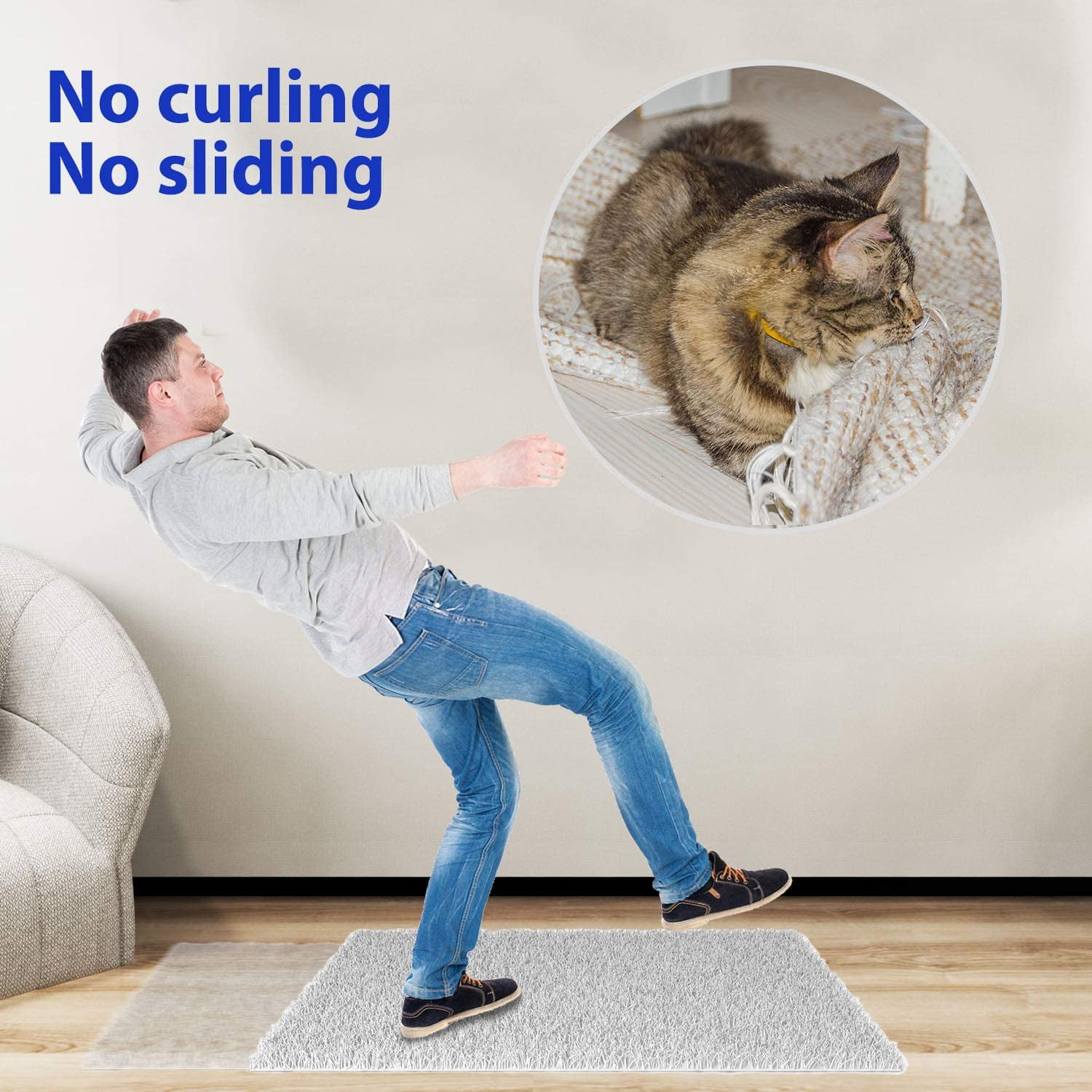 CMISMPRT Rug Grippers with Super Stickiness- Anti Curling Carpet Tape  Non-Slip Area Keeps Your Rug in Place and Makes Corners Flat for Corners  and