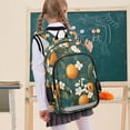 thumbnail image 7 of FORMRS Unisex School Backpack 17" Student Travel Bag with Laptop Compartment, Green Floral Orange, 7 of 7