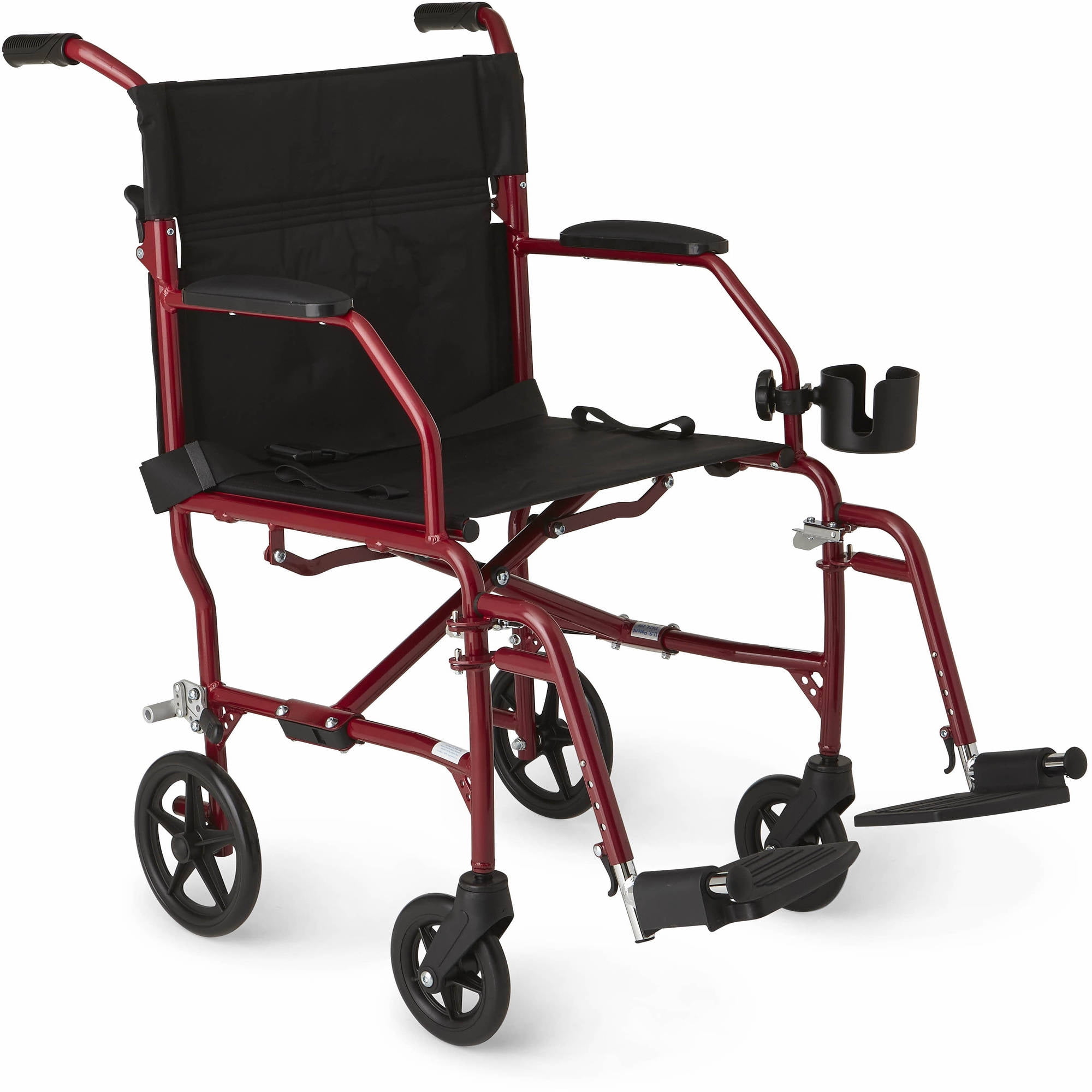 Medline Ultralight Transport Wheelchair With 19 X 16 Seat Red