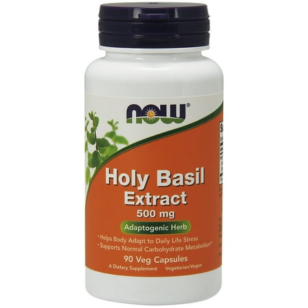 Holy Basil 60 Capsules (NOW Supplements, Holy Basil Extract 500 mg (Holy Basil is a Sacred Plant in Ayurveda), 90 Veg)