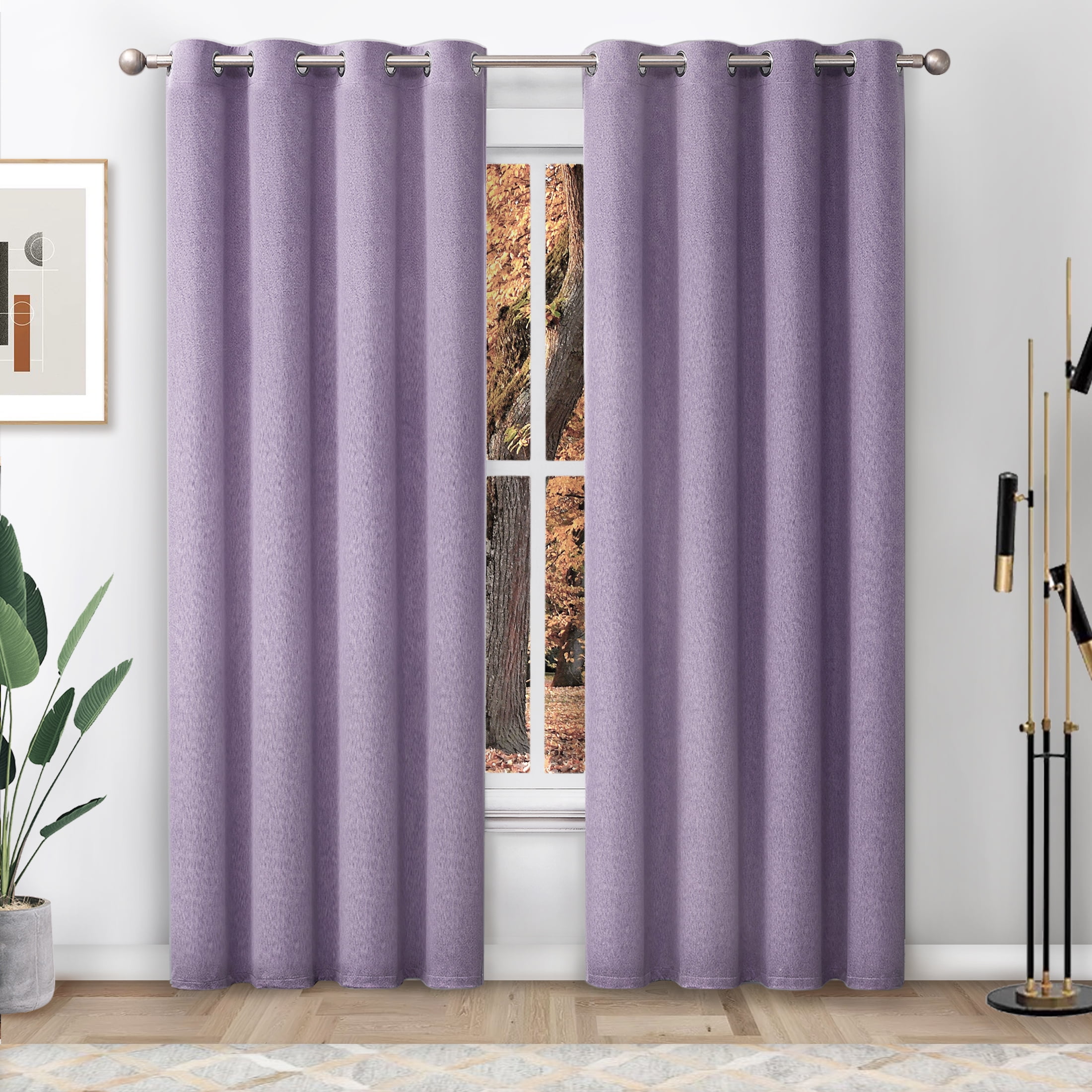 Purple 96 inch Long Velvet Curtain Panel w/Grommet Top Eyelets Window Drapery 