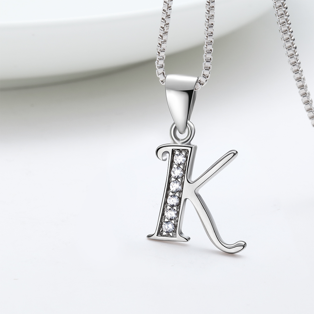 Juwaliy Initial K Sterling Silver Pendant Necklace photo 4