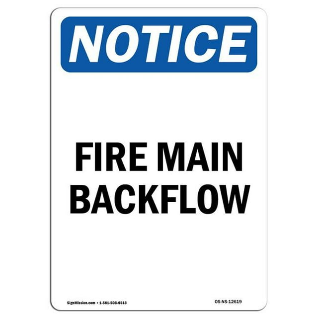 SignMission OS-NS-A-1218-V-12619 Panneau de Signalisation de 12 x 18 Po - Refoulement Principal d'Incendie