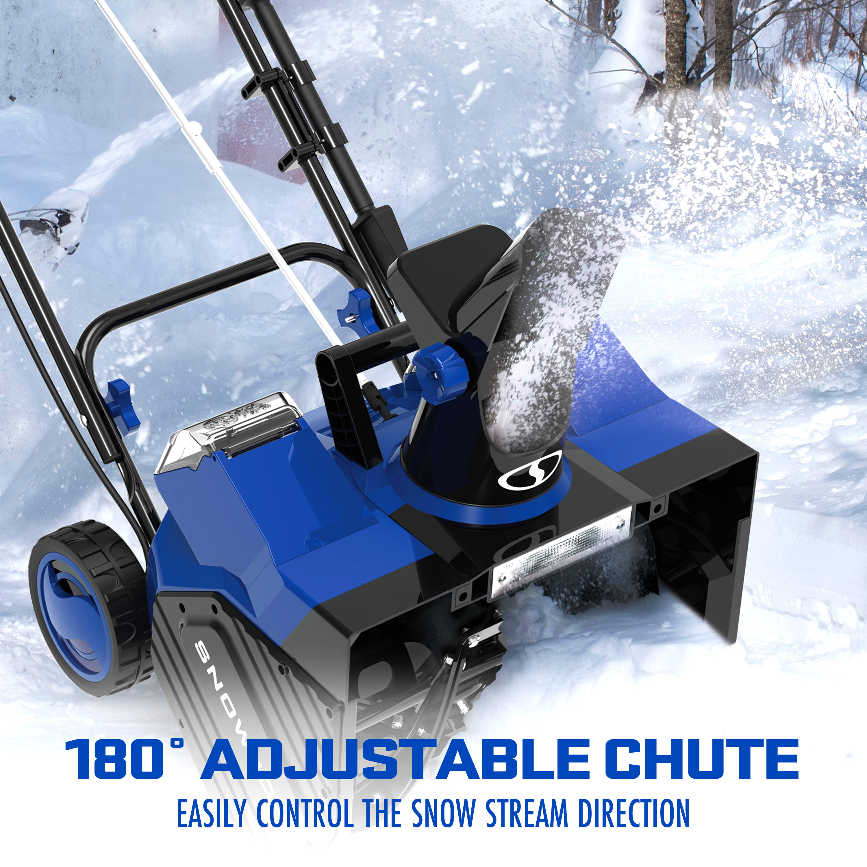 Snow Joe 48V 18-inch Single-Stage Cordless Snow Blower W/ Headlight, Brushless 1200W Motor, 2 x 4.0-Ah Batteries & Charger - image 6 of 18