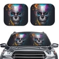 thumbnail image 2 of Balery 2 Piece Modern Abstract Colorful Skull Car Windshield Sun Shade|Foldable Front Windshield Shade for Car Front Window for Most Sedans SUV Truck-Medium, 2 of 7