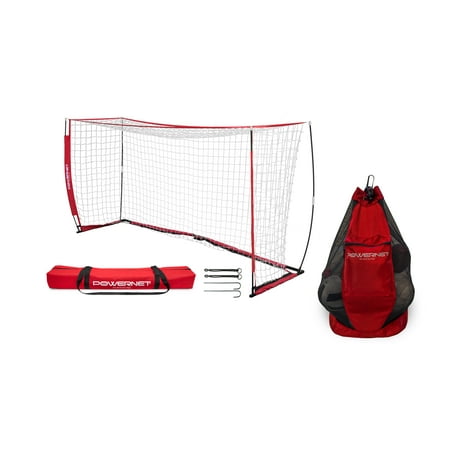 PowerNet 12x6 Ft Soccer Goal Portable Bow Style Net and Large Ball Carry Bag Bundle | Quick Setup Ultra Portable | Full Size Framed Soccer Goal | Perfect for Teams and Coaches