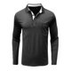 thumbnail image 4 of Men's Spring And Autumn Solid Color T-shirt Lapel 3 Button Open Placket Button Long Sleeved Top 3XL, 4 of 5