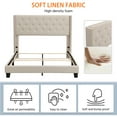 thumbnail image 3 of Beige Queen Size Bed Frame, Upholstered Bed Frame Queen, Linen Fabric Platform Bed Frame with Button Tufted Headboard, 500LBS Load Capcity, 3 of 10