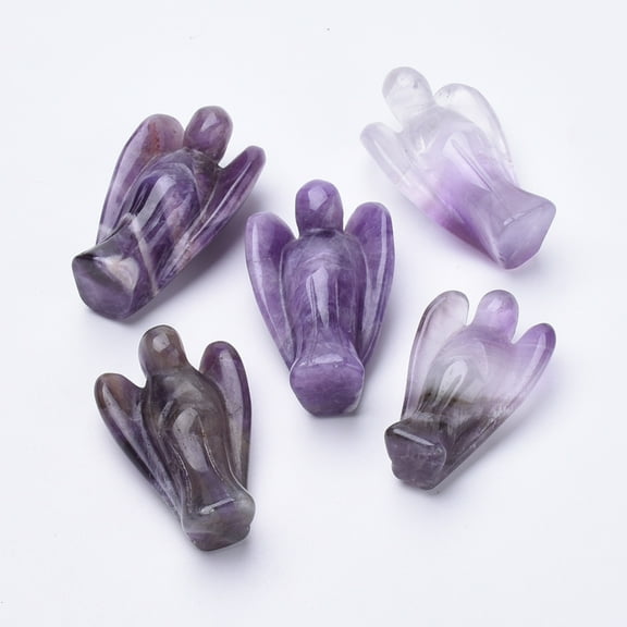 Natural Amethyst Angel Decor Healing Stones Energy Reiki Gifts for Women Men 38~40x27~28x13~14mm