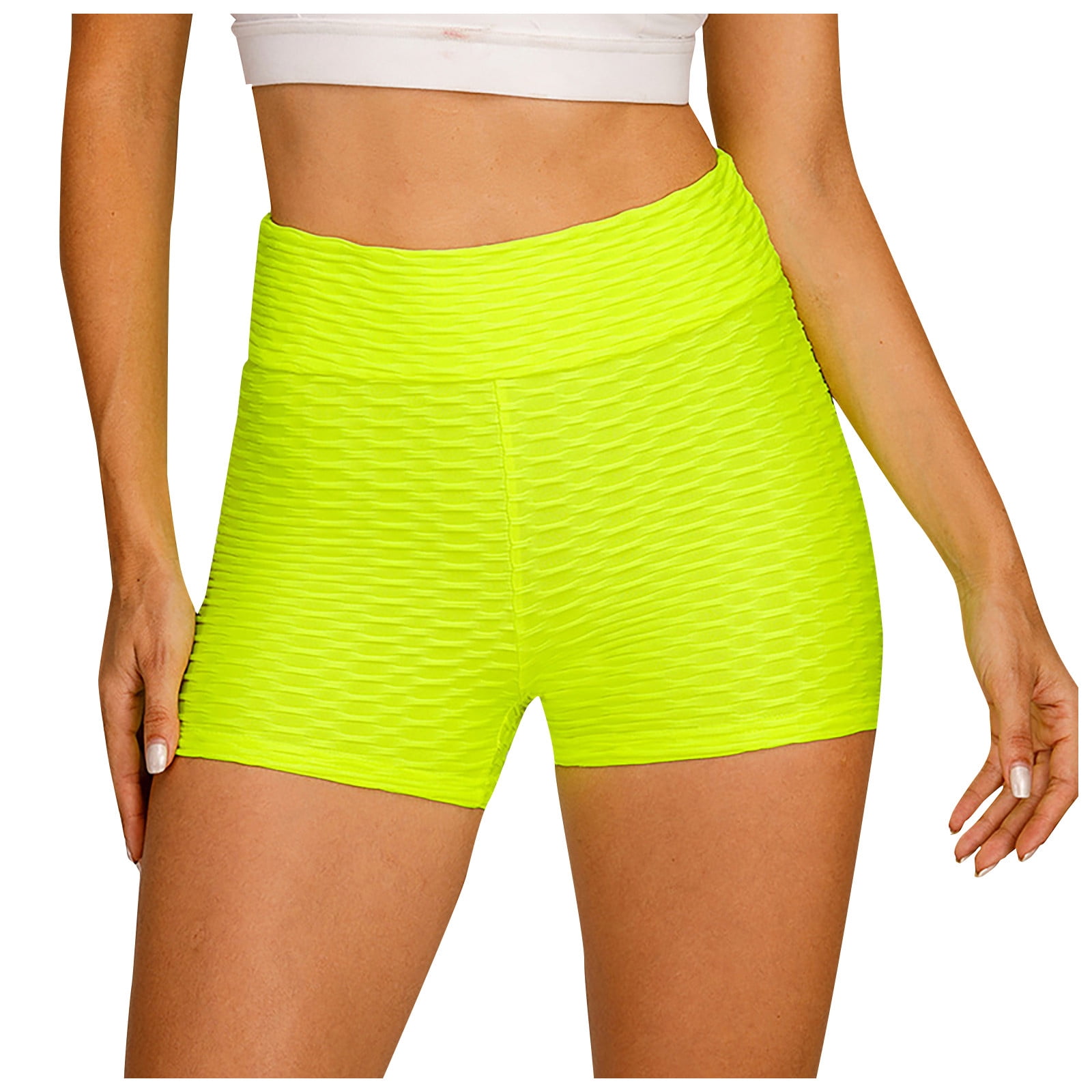 Shiusina Yoga Pants Women High Waist Hip Stretch Running Fitness Yoga Pants Wrinkled Biker