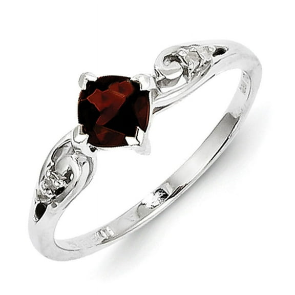 Primal Silver Sterling Silver Rhodium-plated Diamond and Garnet Cushion Ring