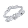 thumbnail image 2 of AFFY 1/3 CT Round Cut White Cubic Zirconia Chevron Enhancer Guard Ring In 14K White Gold Plated 925 Sterling Silver (0.33 Cttw)-7, 2 of 6