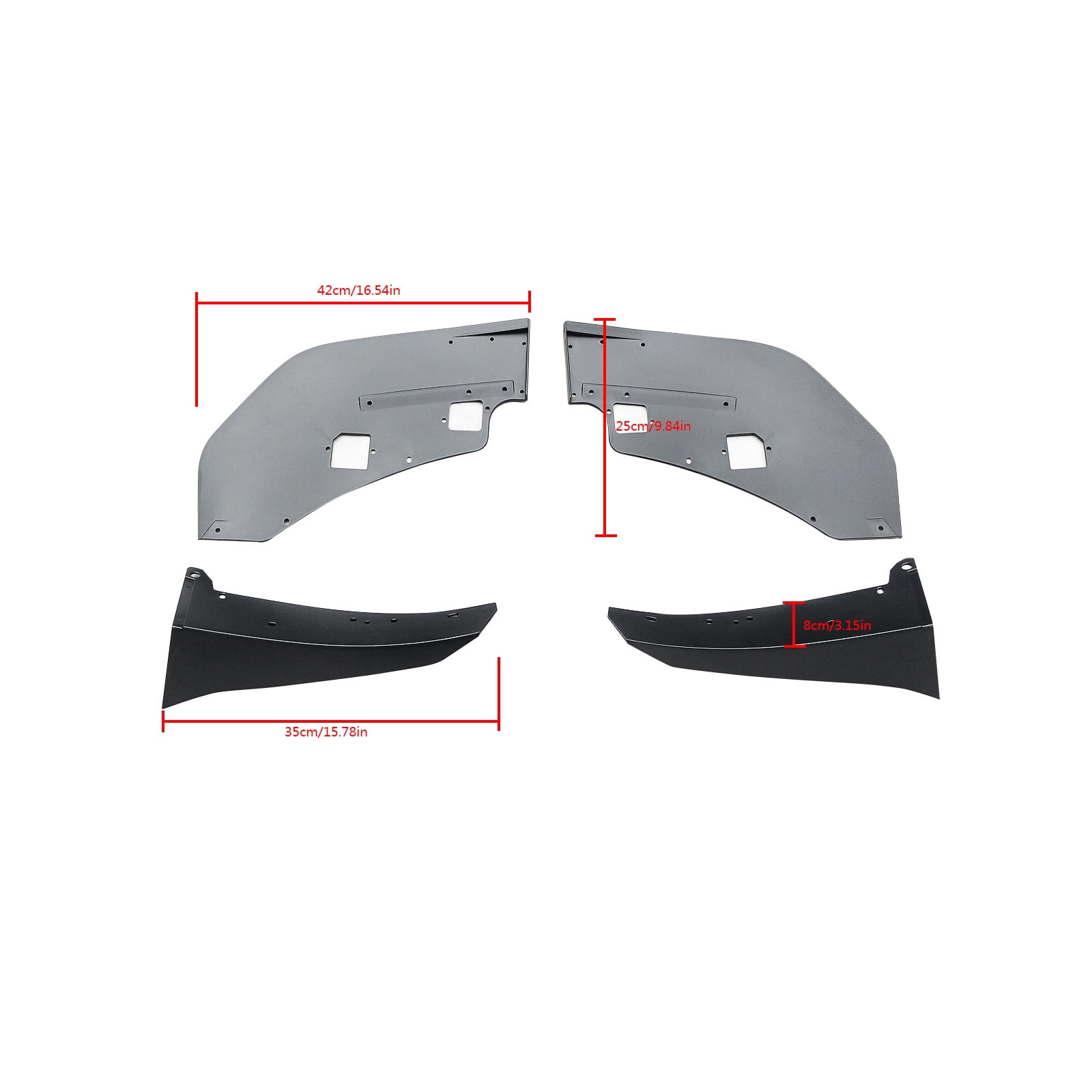 NINTE Front Bumper Corner Winglet for 2015-2021 Ford Mustang GT500 Style Matte Black