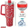 thumbnail image 4 of Lashicorn 40 Oz. Tumbler with Handle and Straw Red Leopard Silver 10 tall Cup lid included Insulated Stainless Steel Vacuum Travel Mug Boutique Cheetah Print, 4 of 6