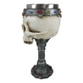 thumbnail image 3 of Medieval Cursed Skull With King Crown Diadem Gems Gothic Wine Goblet Chalice Cup, 3 of 9