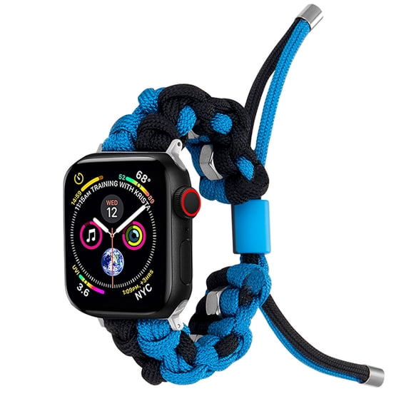 Compatible with Apple Watch Band 38mm 40mm 41mm, Rugged Survival Paracord Nylon Strap Braided Sport Loop for iWatch Bands Series 9 8 7 6 5 4 3 2 1 SE Women Men,Black Blue