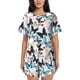 thumbnail image 1 of Fotbe Butterfly Conjunto de Pijama Estampado para Mujer, 2 Piezas, Ropa de Dormir con Camiseta de Manga Corta y Shorts Suaves-Large, 1 of 6