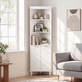 thumbnail image 1 of Costway 68" Tall Corner Cabinet with Fluted Doors, Modern Bathroom Floor Storage Cabinet White, 1 of 10