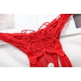 thumbnail image 4 of Sexy Femmes Pearl Massuge Slips Broderie Creuse G-String Culotte String Mode Papillon, 2 Pcs Rouge, 4 of 4