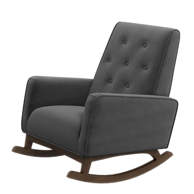 AlloraTight Fauteuil Berçant Rembourré en Microfibre à Dossier, Gris Foncé