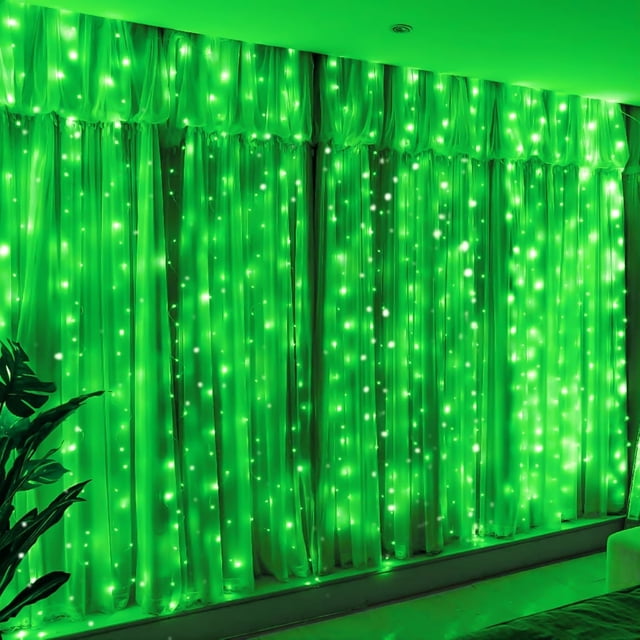 String Lights HXWEIYE 300 LED USB, verde, 3 x 3 m, 8 modos, temporizador