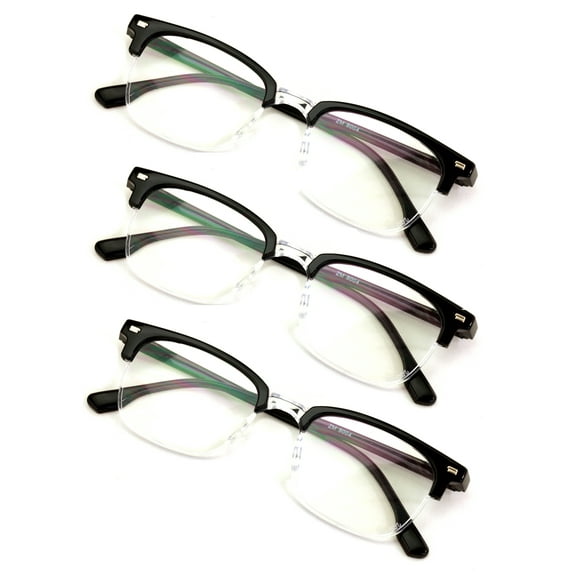 3 Pairs Men’s Blue Light Blocking Reading Glasses – Semi-Rimless Readers for Eye Strain 1.50