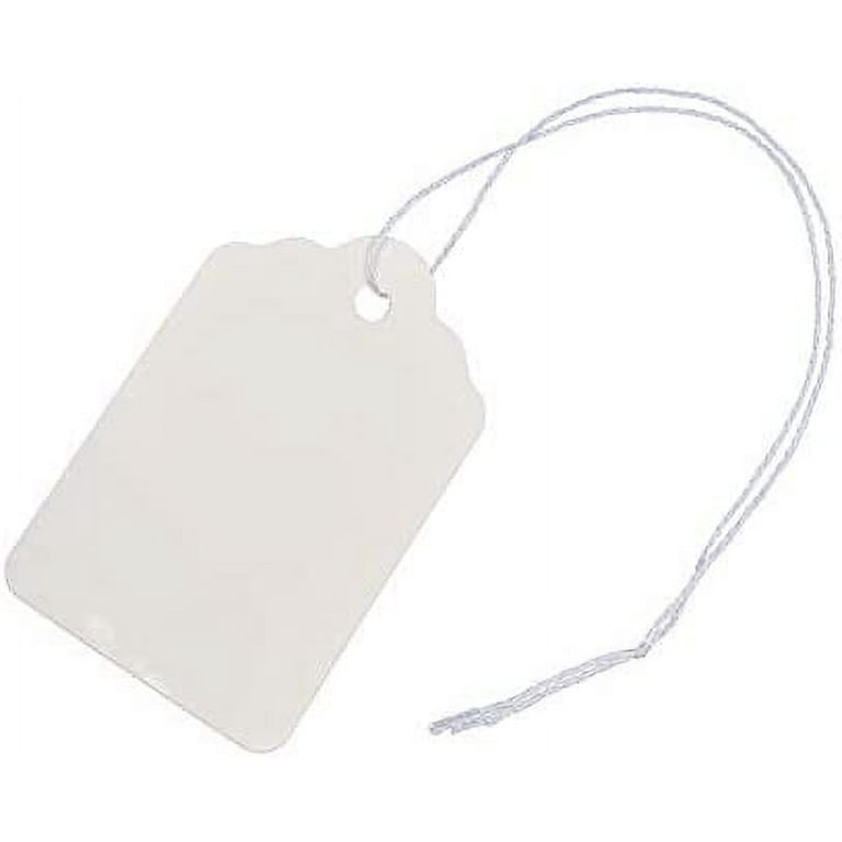 Ezdom Merchandise Tags with String Attached - 2 14A X1 716A, Pack of 500 White Marking Tags with Strings, Hangin Paper Tags with Strin