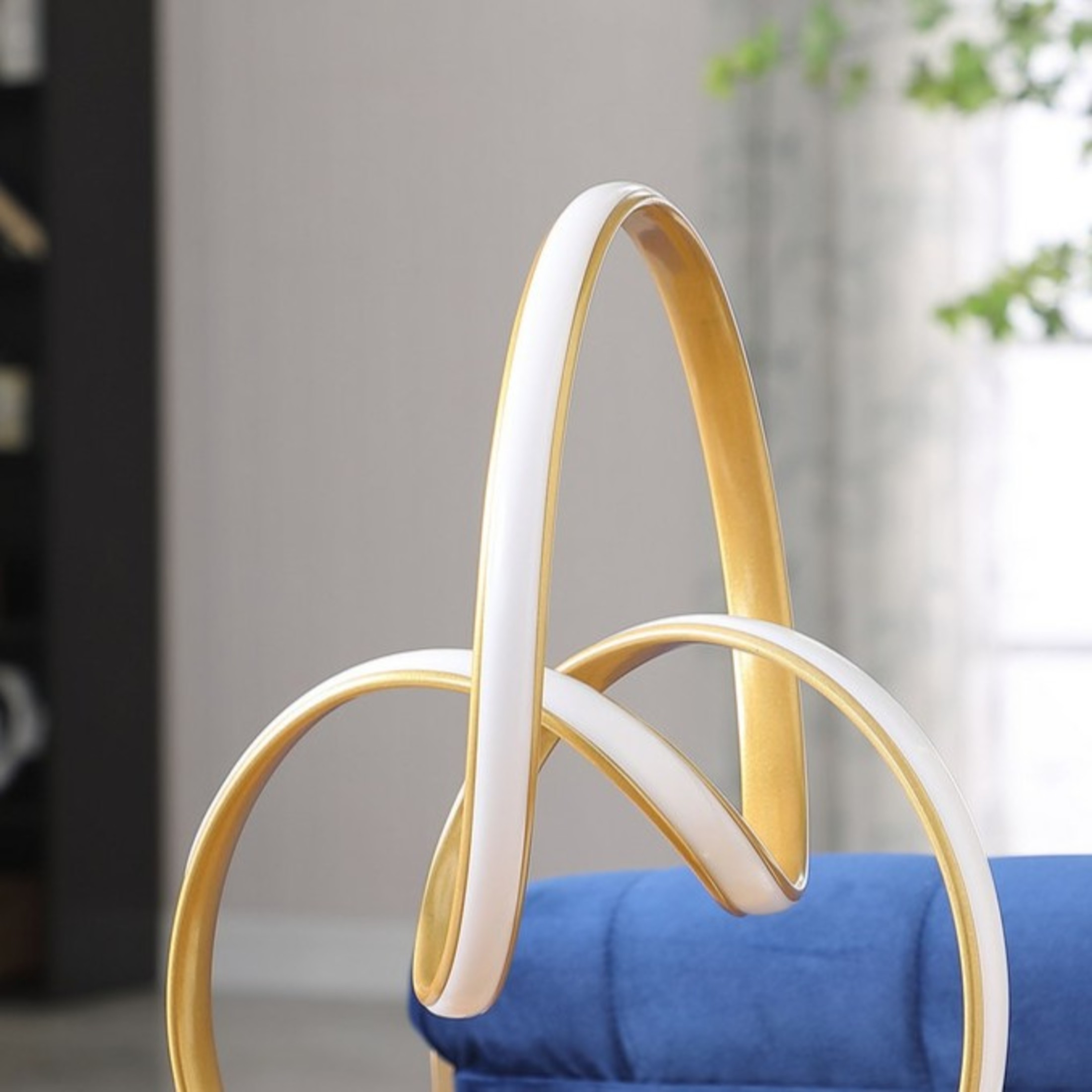 Noble House 19" Abstract Infinity LED Table Lamp, 10W Integrated Light, Modern Square Base, Matte Gold