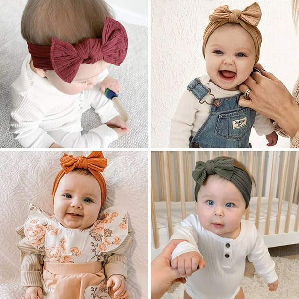 TOOAD Lot de 12 bandeaux en nylon pour bébé, bandeaux élastiques pour  cheveux, accessoires pour cheveux faits à la main pour bébés filles,  nouveau-nés, tout-petits enfants 