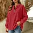thumbnail image 4 of Neewe Women's Plain Long Sleeve Top Fall 1/4 Zipper Tops Loose Ladies Casual Fashionable Top Pullover, 4 of 7