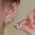 thumbnail image 2 of Pendientes de botón con forma de estrella de mango y lazo de circonita, estilo elegante, ligeros, de lujo, de alta calidad, 2 of 6