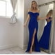 thumbnail image 2 of S Vestidos de fiesta elegantes de verano, vestido largo de noche con cuello oblicuo y hombros descubiertos, vestido elegante para invitados de boda para mujer, 2 of 3