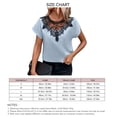thumbnail image 6 of Women T Shirt Crew Neck Short Sleeves Lace Loose Hem Casual Blouse for Outdoor Office Light Blue M, 6 of 6