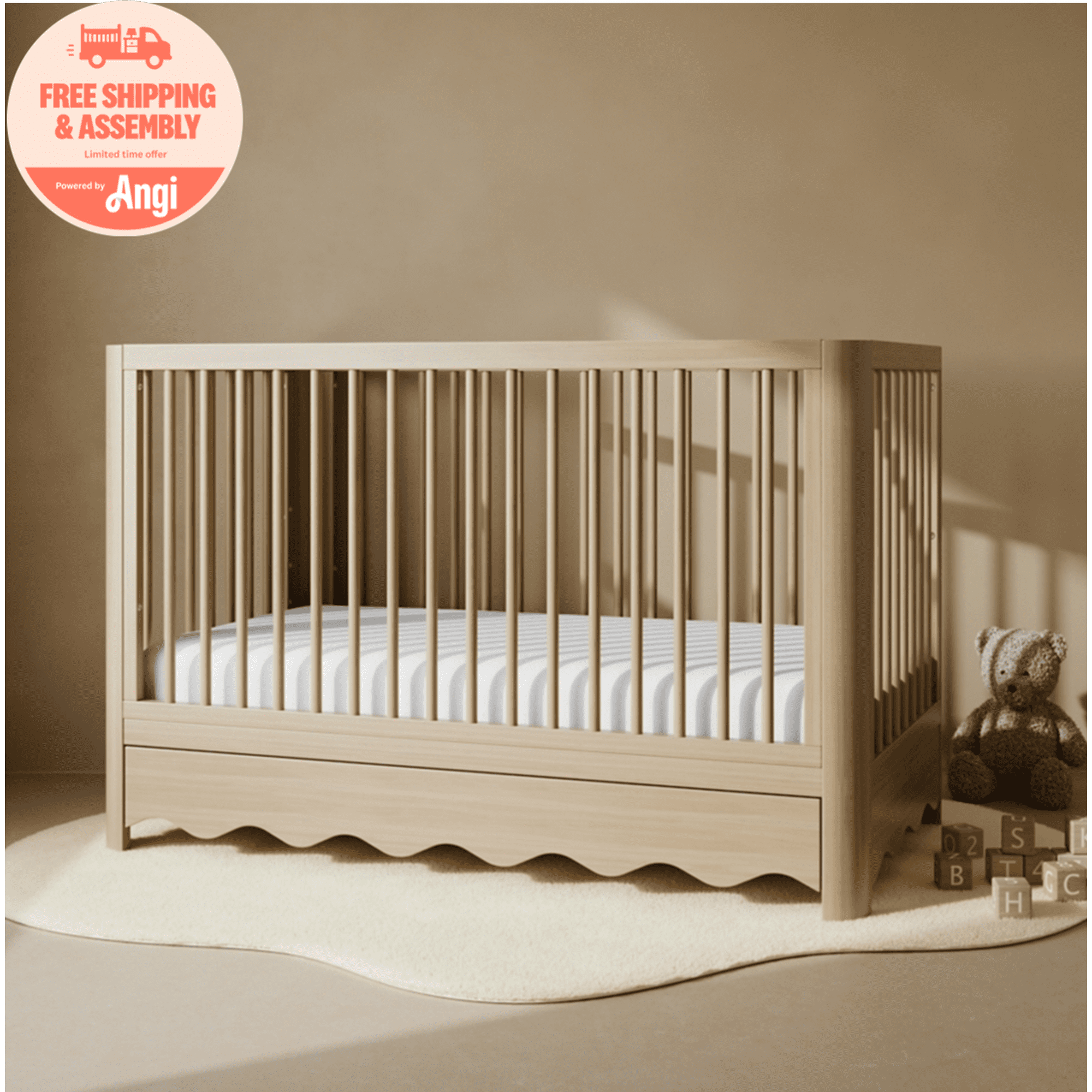 Art of Nursery by Storkcraft Casablanca 5-in-1 Convertible Baby Crib with Drawer, Driftwood