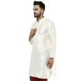 thumbnail image 5 of SKAVIJ Men's Tunic Top Art Silk Long Kurta Indian Wedding Casual Shirt X-Large Off-White, 5 of 6