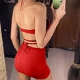 thumbnail image 7 of JoveMarine Women's Sexy Tie-Front Bikini Set Hollow Open Back Two-Piece Swimsuit with Side Ties for Summer Vacation and Beach Pool Party Red L, 7 of 7